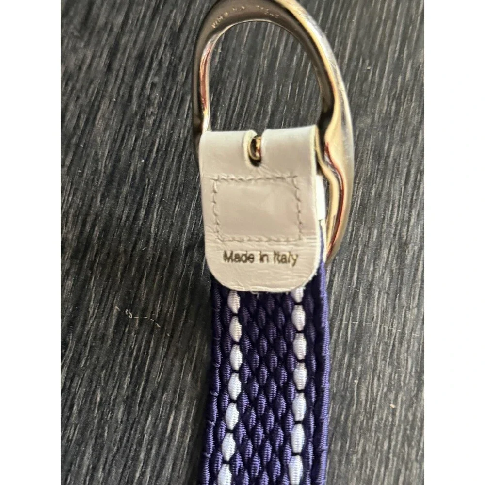 Golfabella Women Purple White Wovem Elastic Stretch Belt Gold Buckle L/XL Italy